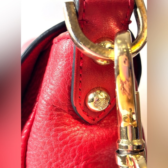 Mulberry Red Pebbled Leather Crossbody – Tree Logo, British Designer - Picture 14 of 14